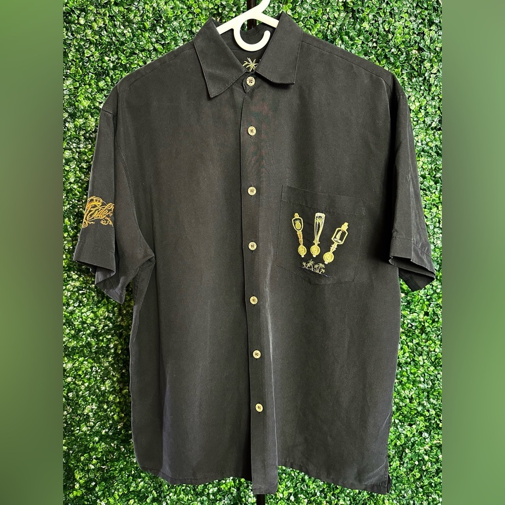 Men’s Bamboo Cay Shirt – Island on Tap Black Short Sleeve